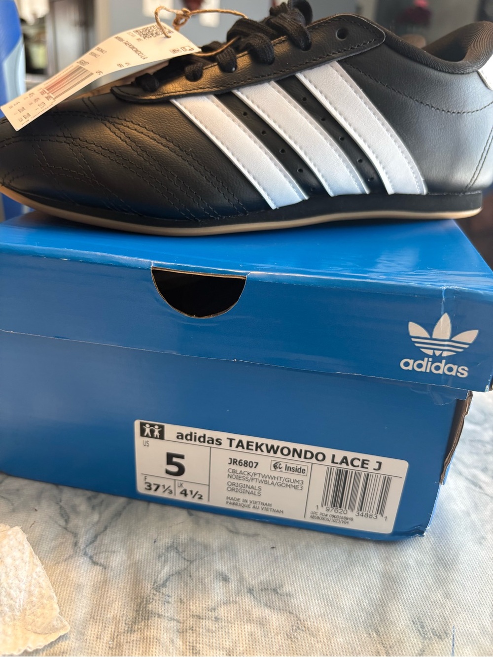 adidas Black and White Taekwondo Lace J Training Shoe